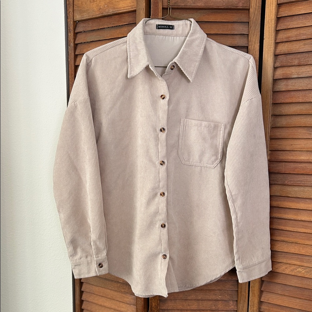 Women's Beige Button Down Shirt